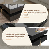 ON-TREND Modern High Gloss Coffee Table with 4 Drawers, Multi-Storage Square Cocktail Tea Table with WF314582AAB