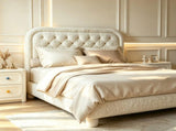 Full Size Upholstered Platform Bed Frame with 46" Tufted Boucle Headboard, Wooden Slat Support, 51183834
