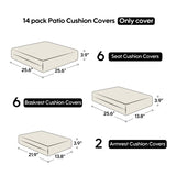 Cushion Covers for 7 Pcs Wicker Rattan Sectional Sofa, 14Pack Cushion Slipcovers Set 95719680