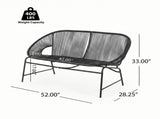 CONDESSA OUTDOOR PATIO WICKER LOVE SEAT, BLACK PE RATTAN & IRON FRAME, SET OF 1 N775P423051B