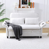65.74-inch beige letter striped fabric multi-functional sofa bed, suitable for bedrooms and living W3371P311471