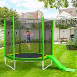 ZNTS 7FT Trampoline for Kids with Safety Enclosure Net, Slide and Ladder, Easy Assembly Round Outdoor 58410143