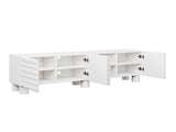 Stylish Thick Wavy Door TV Cabinet with Adjustable Shelves, Cream Style TV Stand with 4 Cabinets for N721P350797K