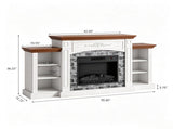 Fireplace TV Stand, Brown Painted Top Washed White Melamine Cabinet, 16818035