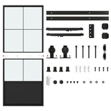 ZNTS 36 in. x 84 in. Glass Sliding Barn Door with 6FT Barn Door Hardware Kit & Soft Close 36675973