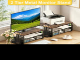 Monitor Stand Riser with Mesh Drawers & Pen Holders, 2 Tier Wood Metal Desktop Organizer, Computer 47072194
