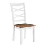 Cherry and White Finish 7pc Dining Set Table and 6 Side Chairs Set Double X-Back Design Wooden B011P188434