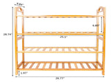 Concise 12-Batten 4 Tiers Bamboo Shoe Rack Wood Color 49773917