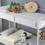 ZNTS Twin Over Twin Bunk Bed with Trundle, Triple Bunk Beds for Kids Teens Adults, Metal Bunk Bed with 57976321