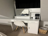 Vanity Desk with Mirror and LED Light Strip,Dressing Table with Large Drawer, 3 Level Storage W2386P233325