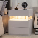 LED Nightstands 3 Drawer Dresser for End Table with Acrylic Board LED Bedside Tables for W2178132092