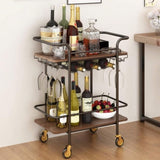 ZNTS 2 Tier Bar Cart Wheels, Serving Cart Wheels And 2 Handle, Outdoor Bar Cart For The Home 77151370