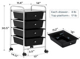 4 Drawers Metal Frame Storage Cart Rolling Bin Trolley, Black 95274103
