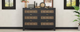 Rustic Farmhouse Style Wooden Dresser with 6 Drawers, Storage Cabinet for Bedroom with Metal WF530908AAB