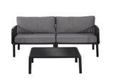 3 Piece Patio Conversation Sets, Modern Outdoor Patio Sectional Furniture Set with Square Coffee N780P199459B