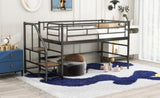 Mid Loft Bed with Storage stairs, Twin, Black MF323325AAB