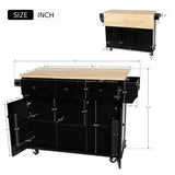 ZNTS Kitchen Cart with Rubber wood Drop-Leaf Countertop ,Cabinet door internal storage racks,Kitchen 10459641