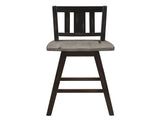 Counter Height Chairs Set of 2, Black Gray 360-degree Swivel Chair Solid Rubberwood Kitchen Dining B011P194907