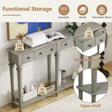 TREXM Entryway Table with 4 Drawers, Retro Console Table with Open Shelf for Entryways, Living N715P202860E