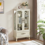 Curio Cabinet Lighted Glass Cabinet Glass Wine Cabinet Curio Display Cabinet with Adjustable Glass W2275P199815