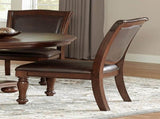 Traditional Dining Wooden Side Chairs Set of 2 Brown Cherry Finish Faux Leather Upholstery Home B01149812