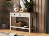 Farmhouse Style Console Table 2 Drawer and Bottom Storage Shelf for Entryway, Rustic Side Table W2557P191364