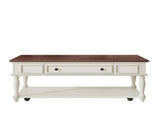Farmhouse Coffee Table with One Drawer, Easy Assembly, Retro Movable Rectangular Cocktail Table with 77948560