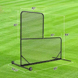 L-Shaped Baseball Net for Batting Cages, Baseball Pitching Net with Wheels - 84''H x 84''W, with W1422P272581