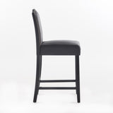 Set of 2, 26.25" Upholstered Counter Height Barstools with Nailhead Trim, Dark Charcoal and Walnut, 62369.00