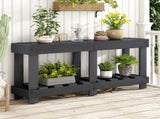 U_Style 62.9" Vintage Entryway Table - Fir Solid Wood with Natural Grain, 6 Reinforced Legs & 4.5" N711P289135B