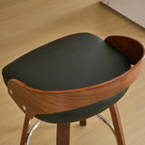 Bar Stools Set of 2, Swivel Bar Height Stools with Low Back, Wood Bar Chairs with Soft Cushion Seat, W1143P173431