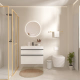 VELA 36 Inch White Wall Mounted Bathroom Vanity with Integrated Acrylic Sink, 2 Soft-Close Drawers, W3235P327598