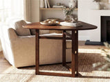 31.5" Small Folding Dining Table, Walnut Solid Wood Foldable Kitchen Table for 2 People 10727353