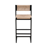 Honey Bar Stools Set of 2 Paper Rope Weave Dining Chairs with Back Hand Weave Stools for Kichen W1757138691