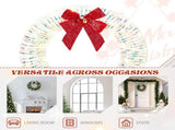 24in Pre-lit Iridescent Outdoor Christmas Wreath Decoration, Lighted Metal Wreath with Red Bow, Warm 08285915