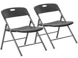 2PCS Black Stackable Plastic Folding Chairs Set, Sturdy Portable Dining Chairs for Home, 89862374
