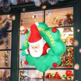 4 FT Lighted Christmas Santa with Wreath Broke Out from Window, Large Blow Up Hanging 03080234
