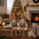 2PCS Set Christmas Gnome Decorations 10.2"x8.7"x24.5" Fabric Sitting Brown Gnomes with Maple Leaves 34798726
