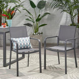 Outdoor Modern Aluminum Dining Chair with Mesh Seat , Gun Metal Gray and Dark Gray 66800.00GRY