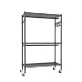 Rolling Clothes, Heavy Duty Clothes with Wheels, 3 Tiers Adjustable Wire Shelving Clothes W3204P318298
