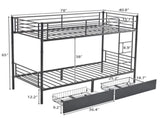 Twin Over Twin Convertible Bunk Bed with 2 Storage Drawers, Metal Bunk Bed Can 03534327