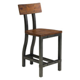 ZNTS Rustic Brown and Gunmetal Finish Wooden Counter Height Chairs 2pc Set Industrial Design Dining B01163350