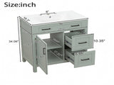 30" Sage Green Bathroom Vanity with Ceramic Sink, Solid Wood Frame, 2 Drawers, 1 N729P338555S