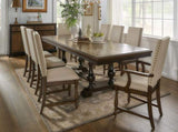 Traditional Classic Brown Dinng Chair Set of 2 Beige Fabric Upholstered Nailhead Trim Wooden Dining B011P188432