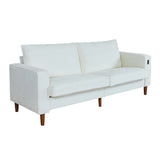 White Corduroy, Modern Style Solid Color Sofa , Multi-Person Sofa, Suitable 24394192