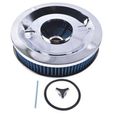 14" x 3" Air Cleaner Set Super Flow Washable Element Blue Recessed Chrome Top 10731620