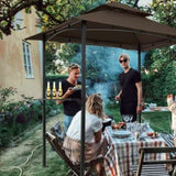Outdoor Grill Gazebo 8 x 5 Ft, Shelter Tent, Double Tier Soft Top Canopy Steel Frame with hook W41918149