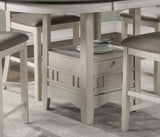 Antique White and Rosy Brown Finish Counter Height 1pc Dining Table w Extension Leaf and Storage B01167865