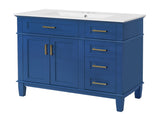 36" Blue Modern Bathroom Vanity with Ceramic Sink, Soft Close Doors, 4 Drawers for Storage, Elegant N729P253935C