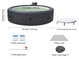 Grey 216* 71cm hot tub. A swimming pool with heating, bubble massage, ambient lighting, filtration, 71633942
